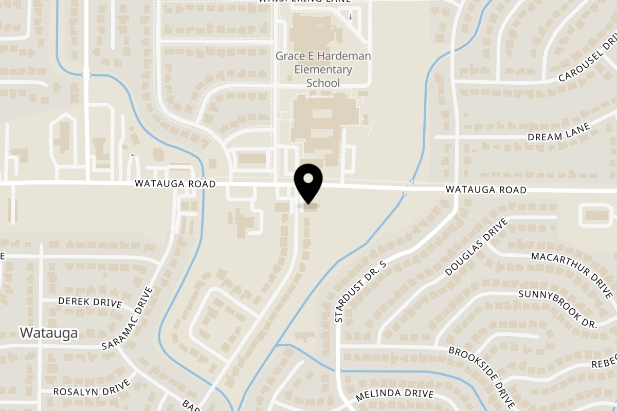 Map showing the location of ELE PIZZA on 6124 Watauga Rd Ste B in Watauga